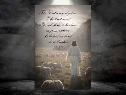 Scripture Wall Art - Psalm 23 1-2 The Lord is my Shepherd