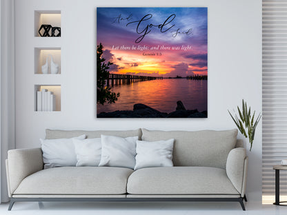 Bible Verse Wall Art - Genesis 1:3 - Let There be Light