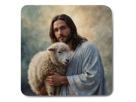 Bible Verse Coasters - Jesus Holding Sheep