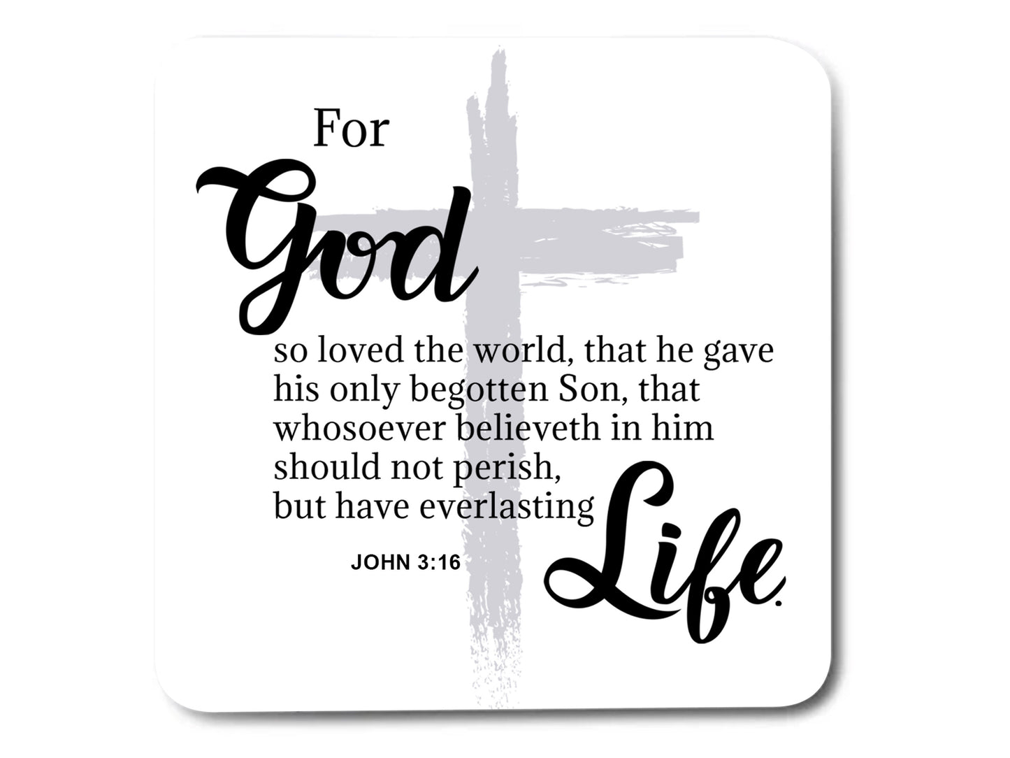 Bible Verse Coasters - John 3:16 with Cross