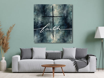 Bible Verse Wall Art - Square Faith Watercolor