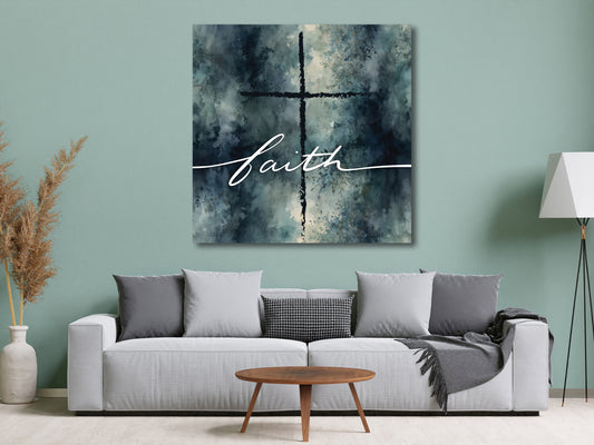 Bible Verse Wall Art - Square Faith Watercolor