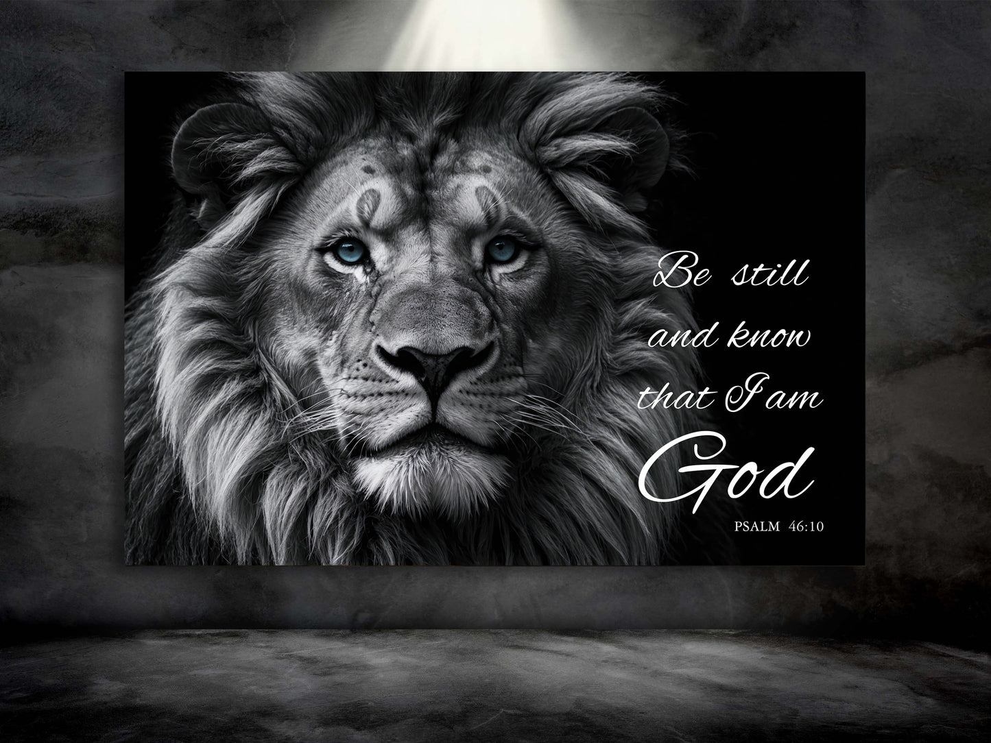 Bible Verse Wall Art - Lion Head - Be Still and Know I am God Psalm 46:10