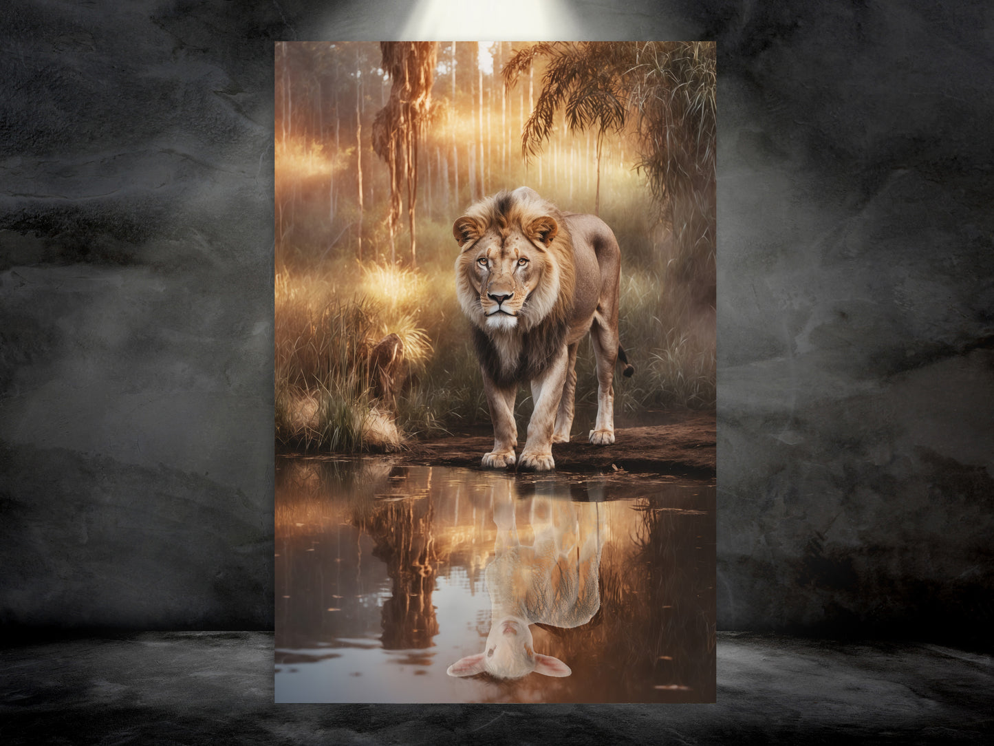 Bible Verse Wall Art - Lion Lamb Reflection