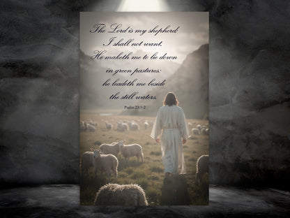 Bible Verse Wall Art - Psalm 23 1-2 The Lord is my Shepherd